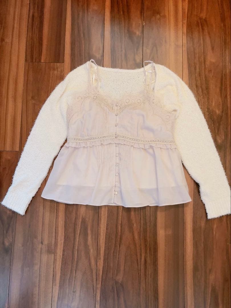 snidelボレロ×レースキャミセットアップ　スナイデル ピンク