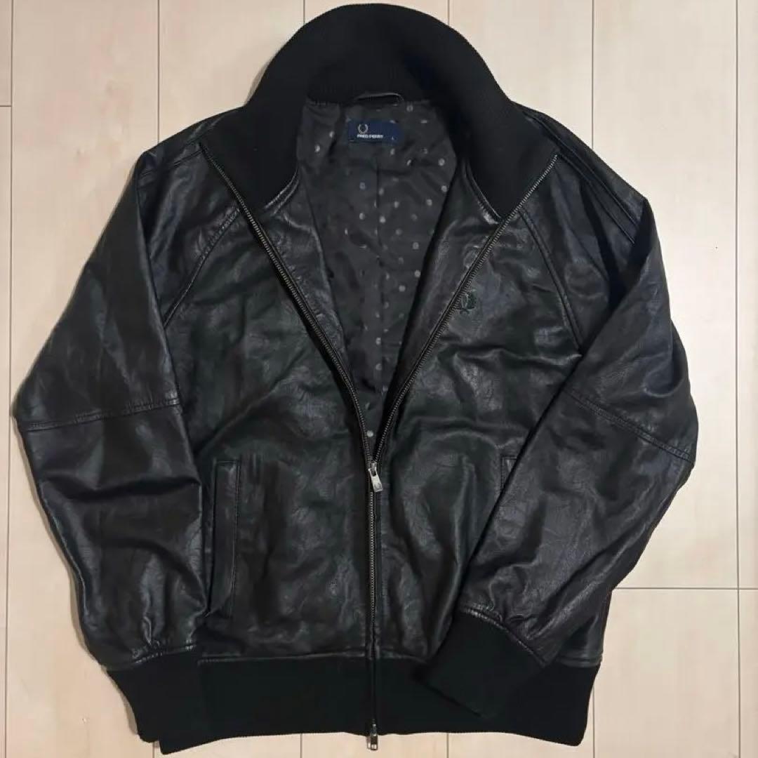 FRED PERRY ブラック　ラムレザーブルゾン　L
