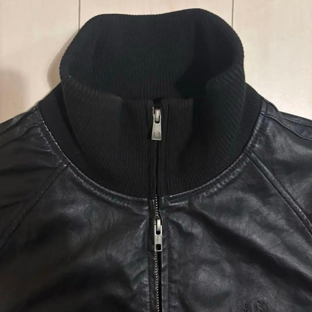 FRED PERRY ブラック　ラムレザーブルゾン　L