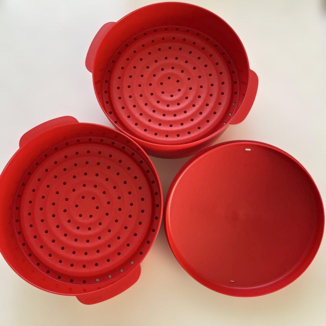 Tupperware スチームイット赤 (2段式蒸し器)
