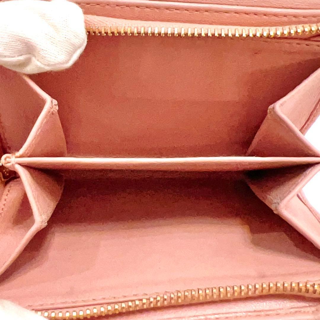 ミュウミュウ 折り財布 ナッパイントゥーレ レザー ゴールド金具 ピンク