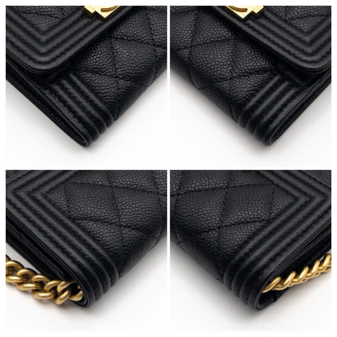 【未使用級】CHANEL チェーンウォレット　ボーイシャネル　キャビアスキン　黒