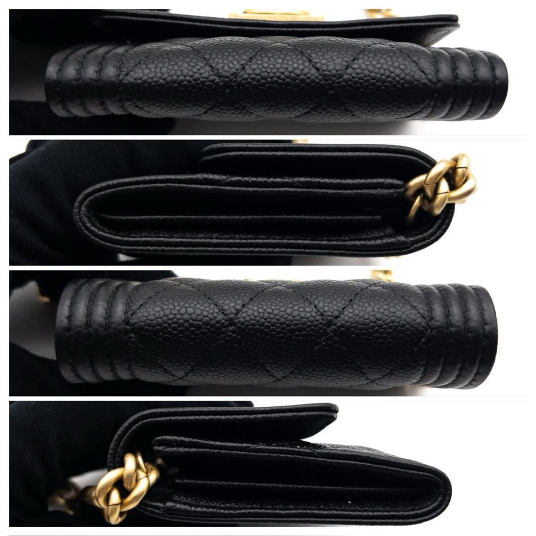 【未使用級】CHANEL チェーンウォレット　ボーイシャネル　キャビアスキン　黒