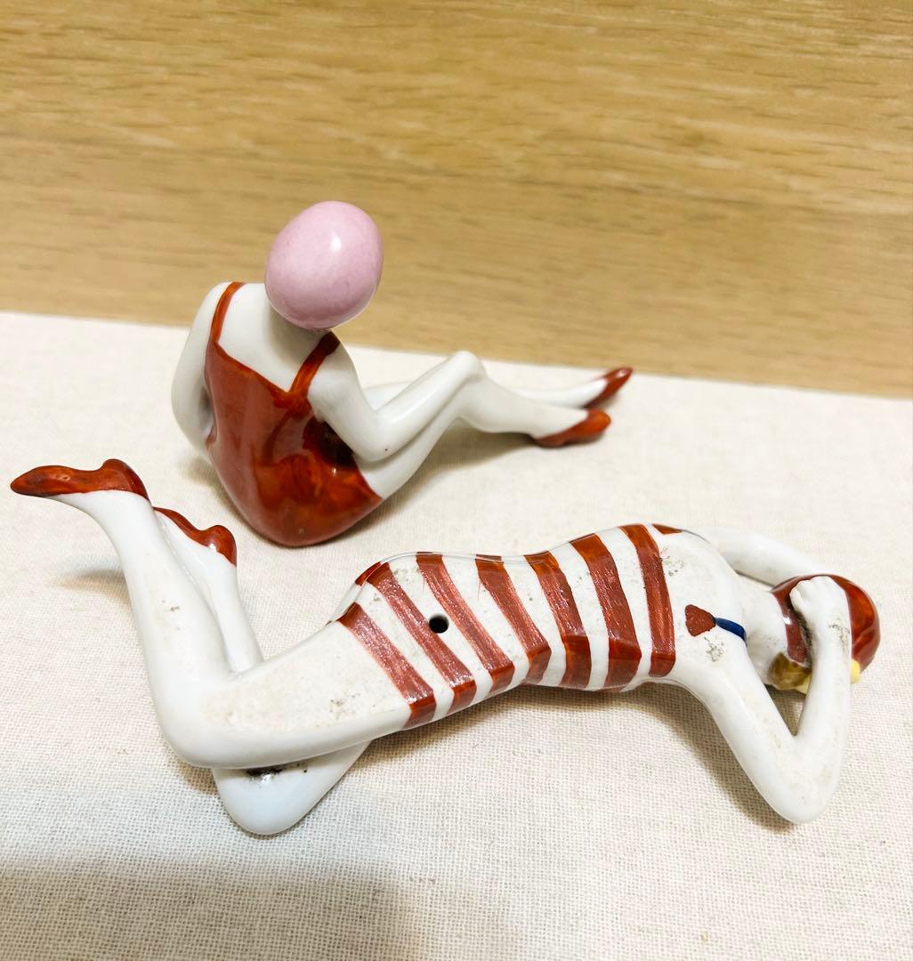馬面さん専用★匿名配送★ビンテージ水着陶器二体セットアンティークヨーロッパ