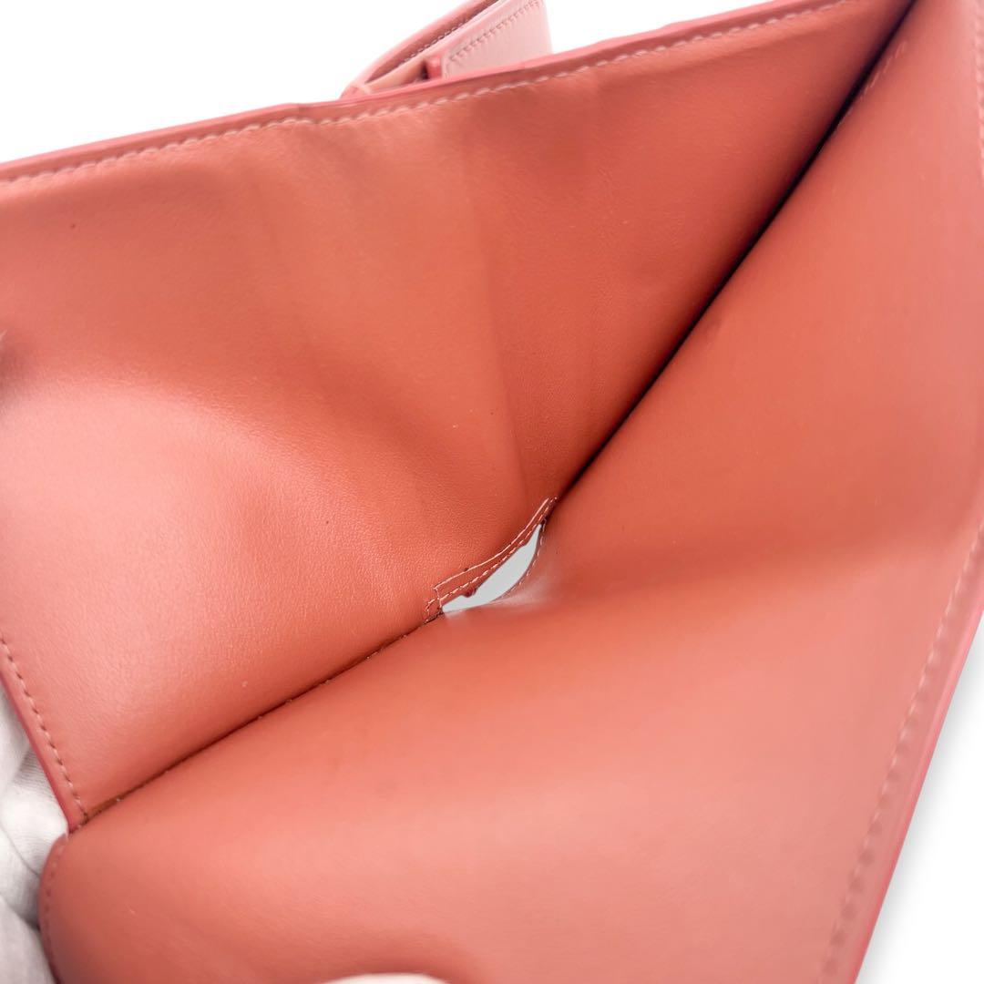 【美品】セリーヌ　レザー　トリオンフ　三つ折り財布　ピンク　694