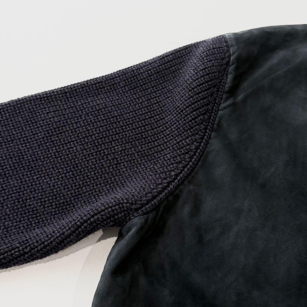 Dunhill ダンヒル カーフスエード ウール スタンドカラー ニットブルゾン