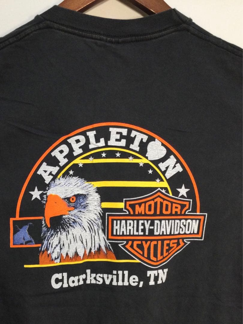メンズブラック両面リプリント長袖Tシャツ By HARLEY-DAVIDSON