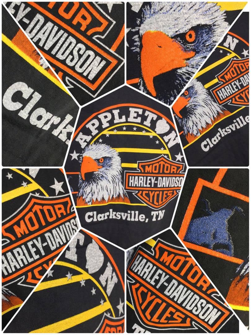 メンズブラック両面リプリント長袖Tシャツ By HARLEY-DAVIDSON