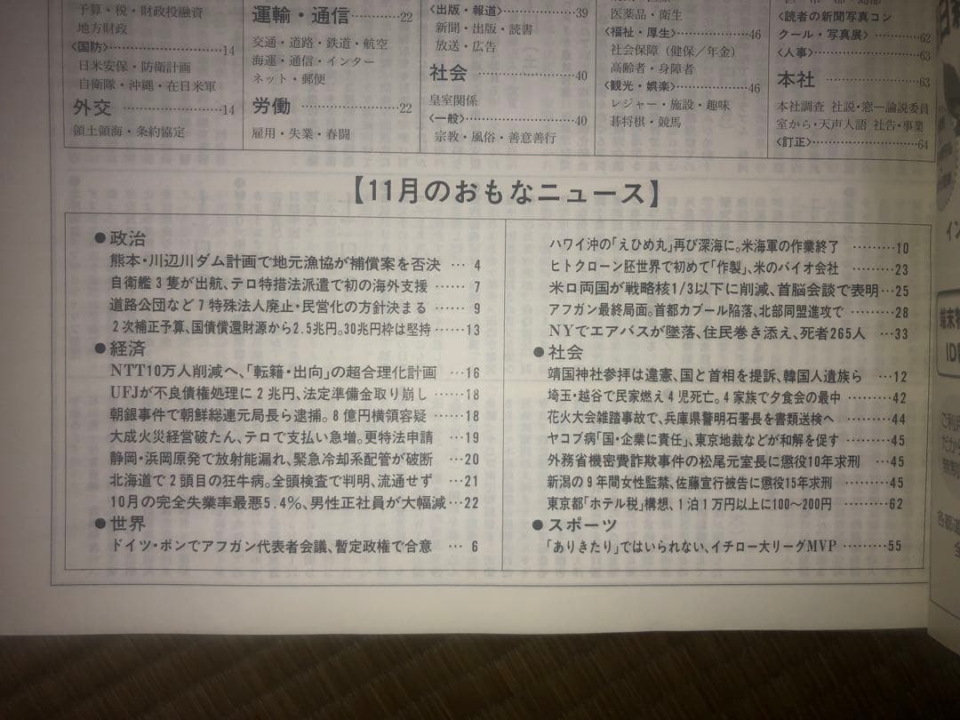 朝日新聞 縮刷版 2001年（平成13年） 1〜6月　6冊セット