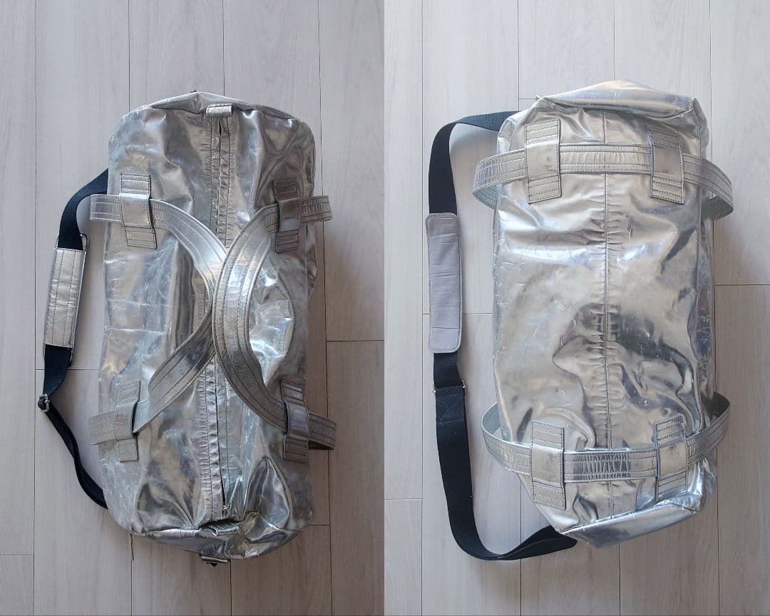 HELMUT LANG 2004 シルバー メタリック レザー バッグ 本人期