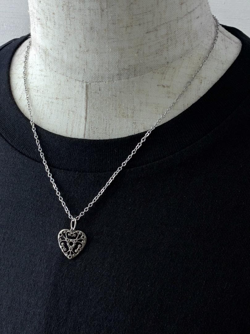 スウィートハートジュエリー ハート シルバー ヴィンテージネックレス NAVY