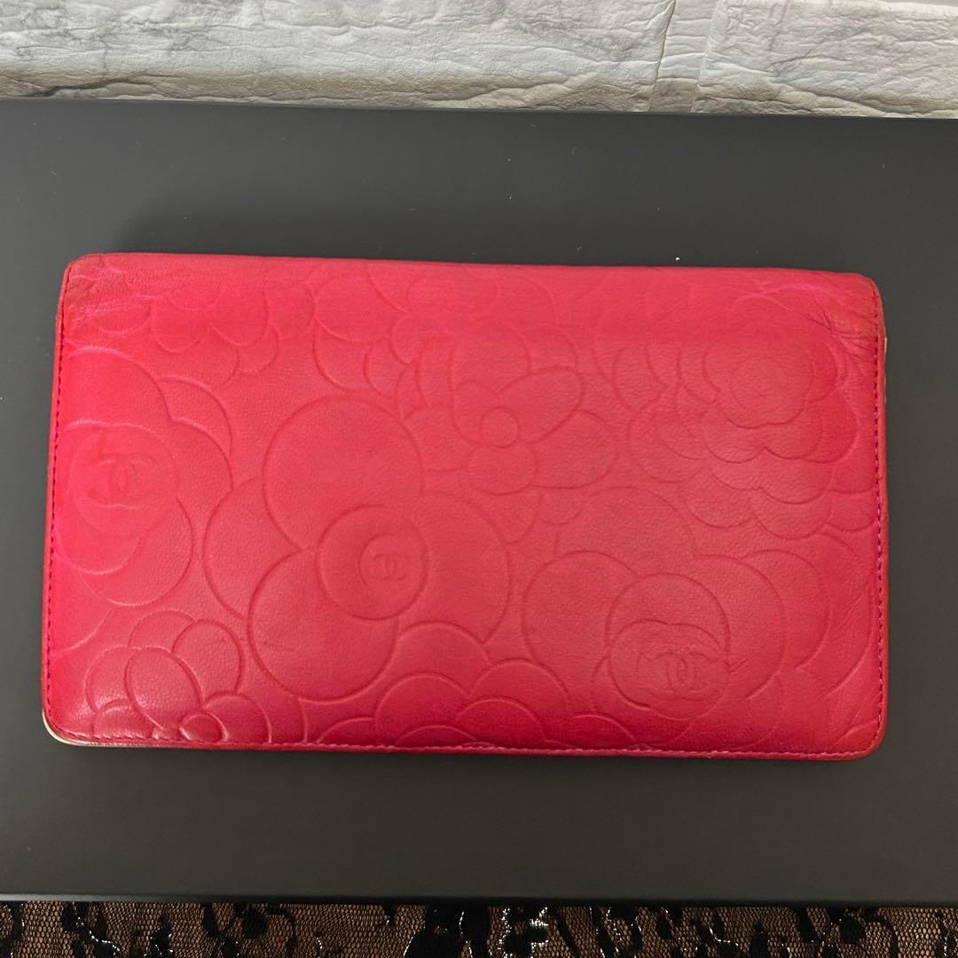 セール　シャネル CHANEL カメリア ラムスキン 財布　ココマーク　ピンク