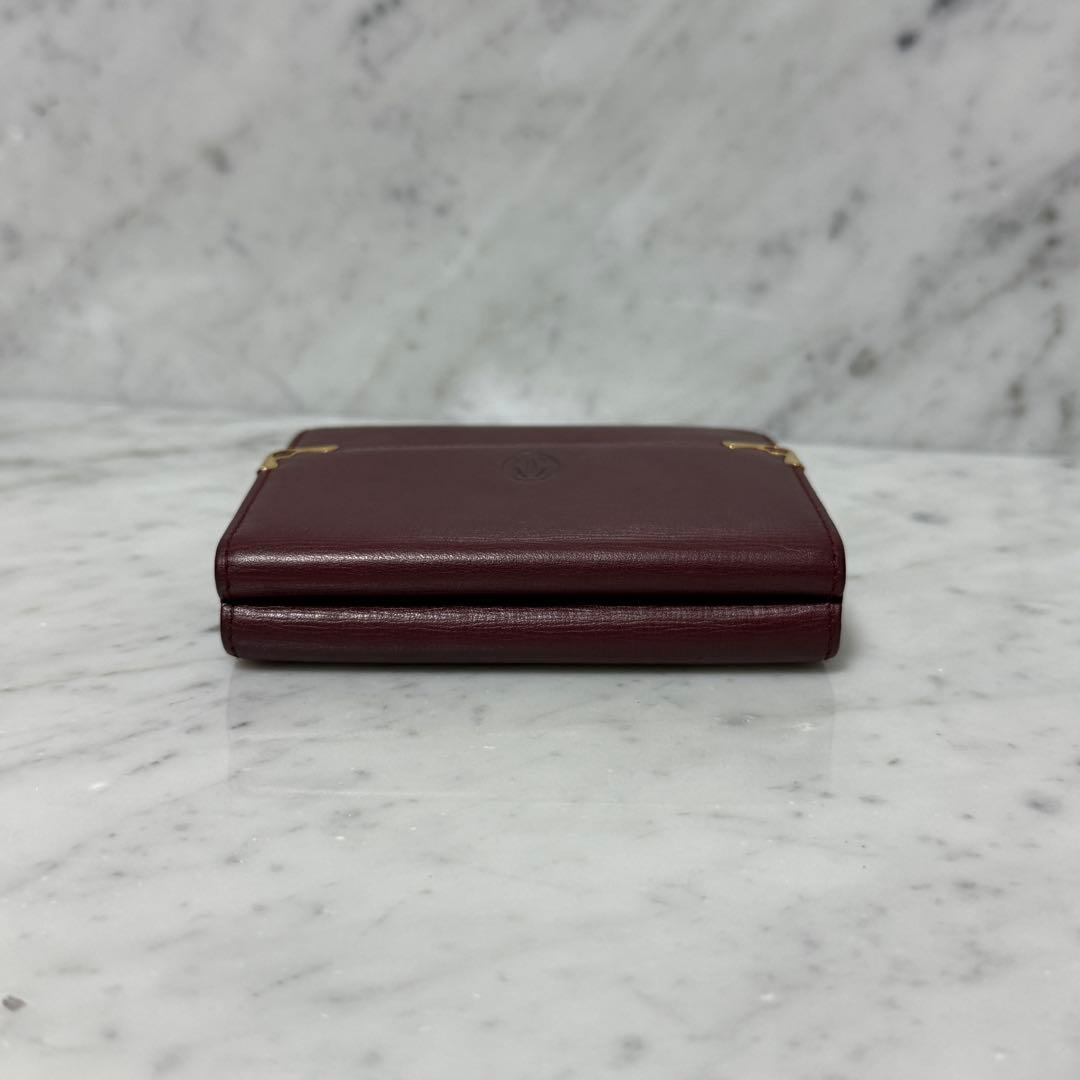 Cartier カルティエ 三つ折財布 ワインレッド マストライン ボルドー
