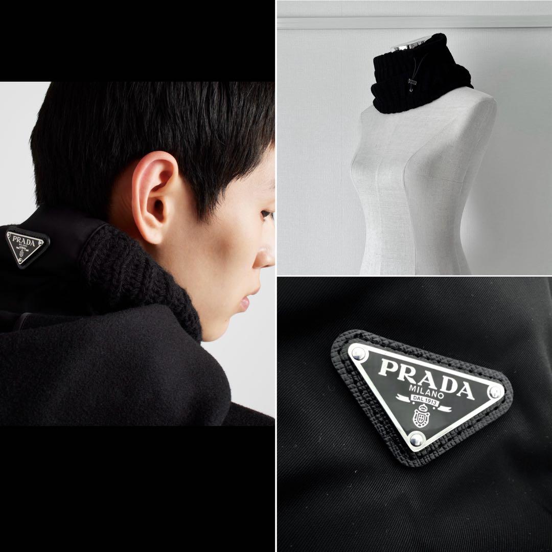 PRADA 25aw ウール×Re-Nylonトライアングルロゴネックウォーマー