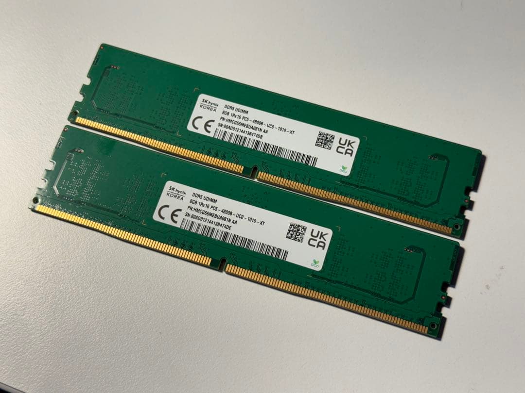 DDR5 16Gb (8gbx2) 4800Mhz UDIMM メモリ