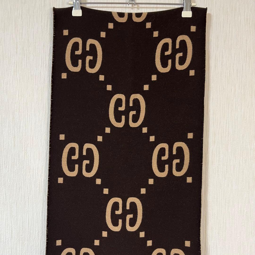 【国内正規品】グッチ Gucci GGジャカード ウールシルク スカーフ