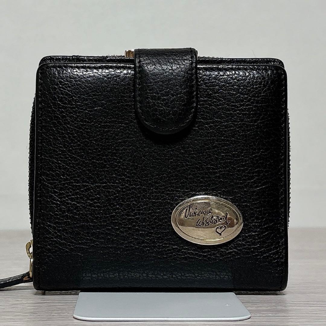✨美品✨ヴィヴィアンウエストウッド 2つ折り財布 がま口 ハート ブラック ロゴ