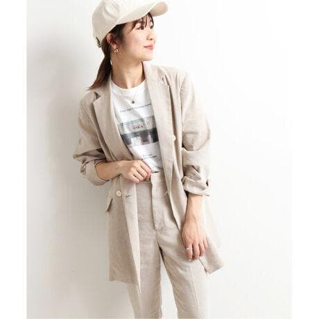 良品 SLOBE IENA 麻/ポリテーラードジャケット