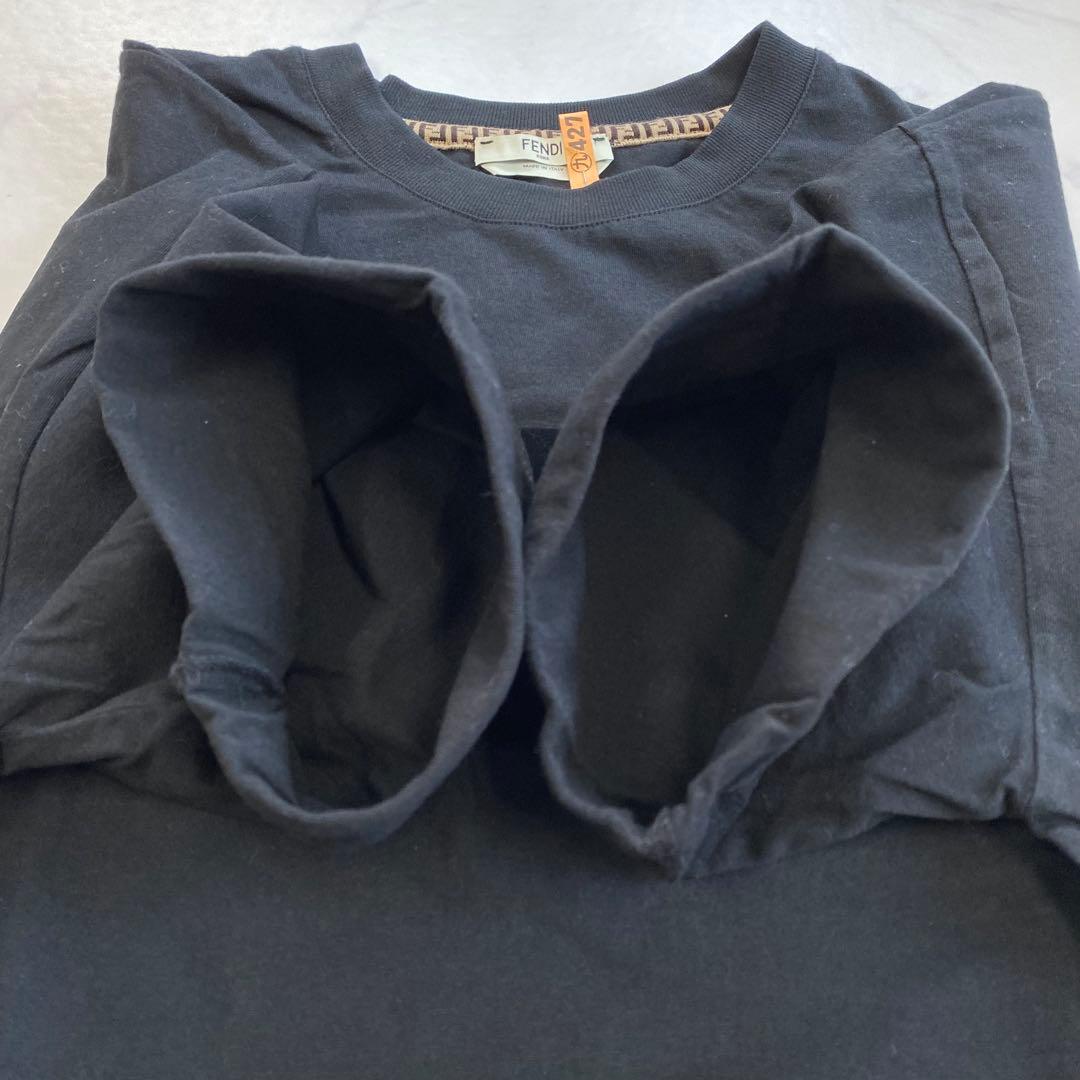美品★FENDI フェンディ 半袖Tシャツ カットソー ミンクファーFFロゴ S