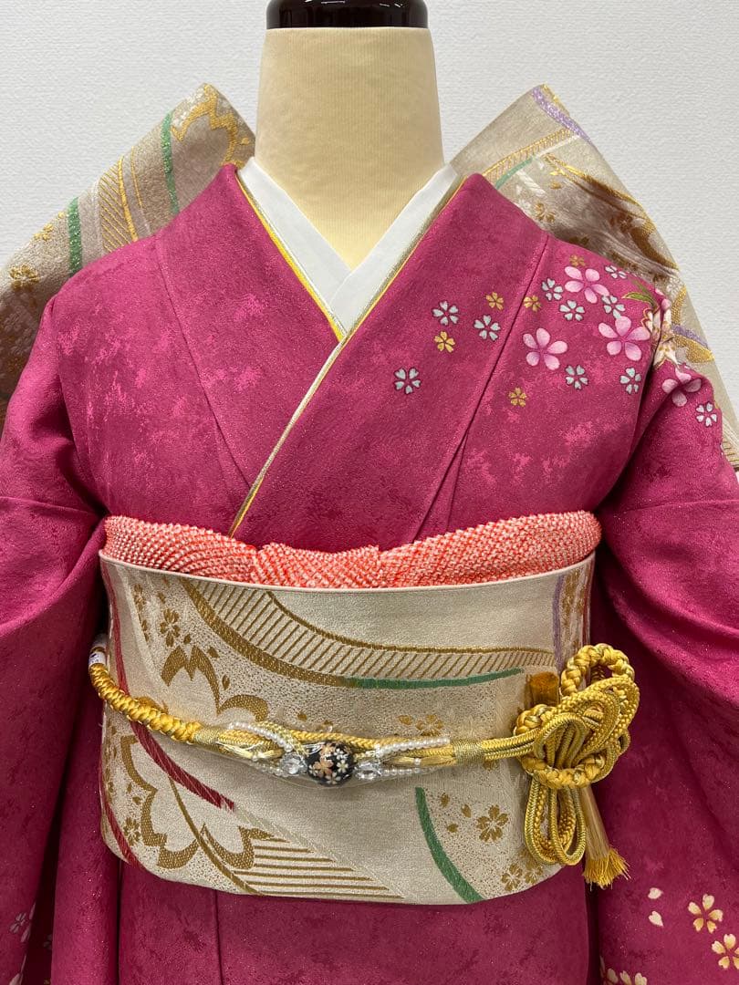 振り袖　フルセット　長襦袢付　金彩加工　刺繍入り　成人式　結婚式　777