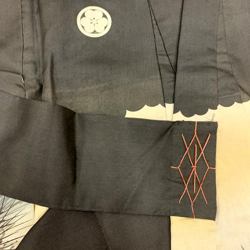 508ay61□お宮参りセミアンティーク 男児 祝い着 着物 掛着 鶴□状態良好