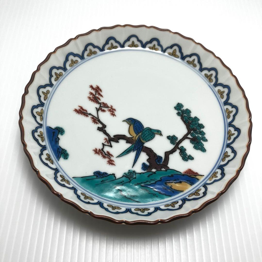 新品未使用 九谷焼 青郊窯 花鳥絵変わり 絵変わり 5.5号皿揃 銘々皿 ５客