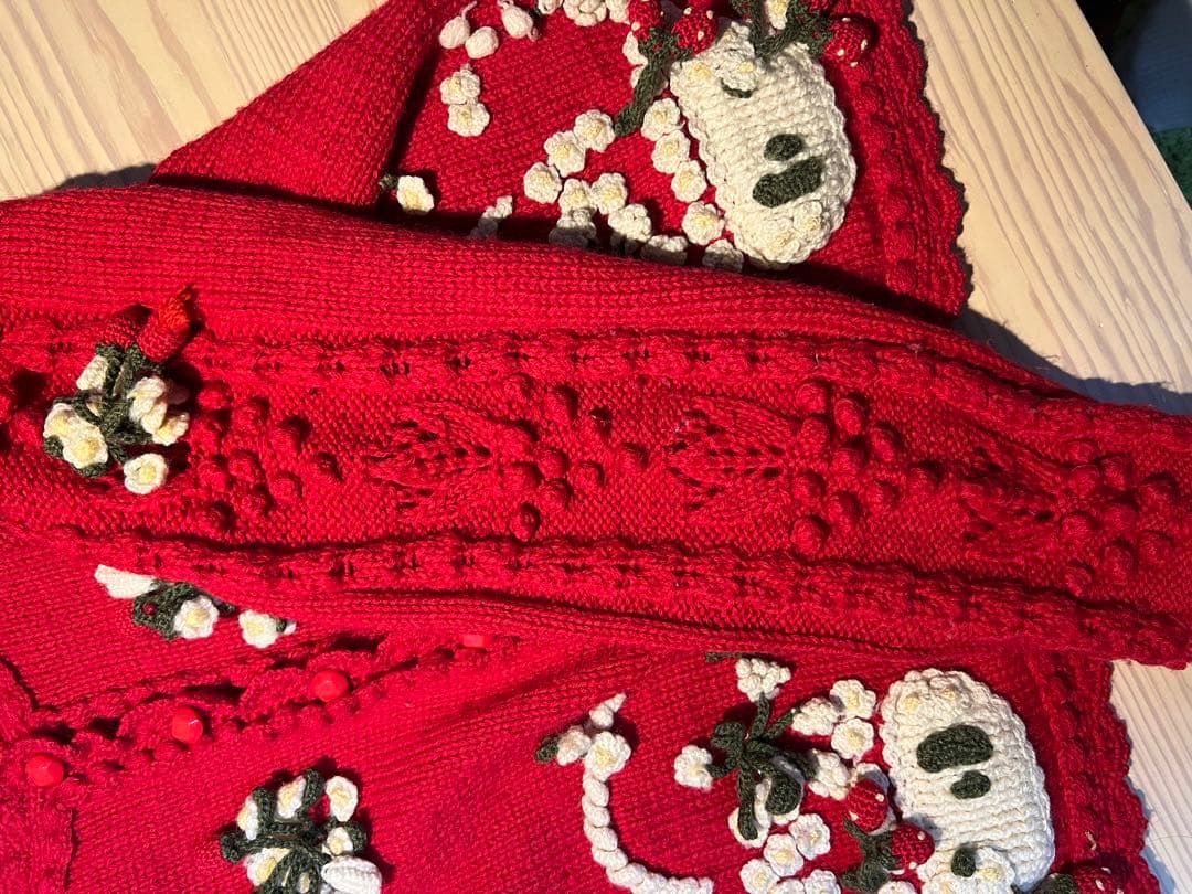 いちご花柄刺繍レッドカーディガン　pinkhouse風　古着