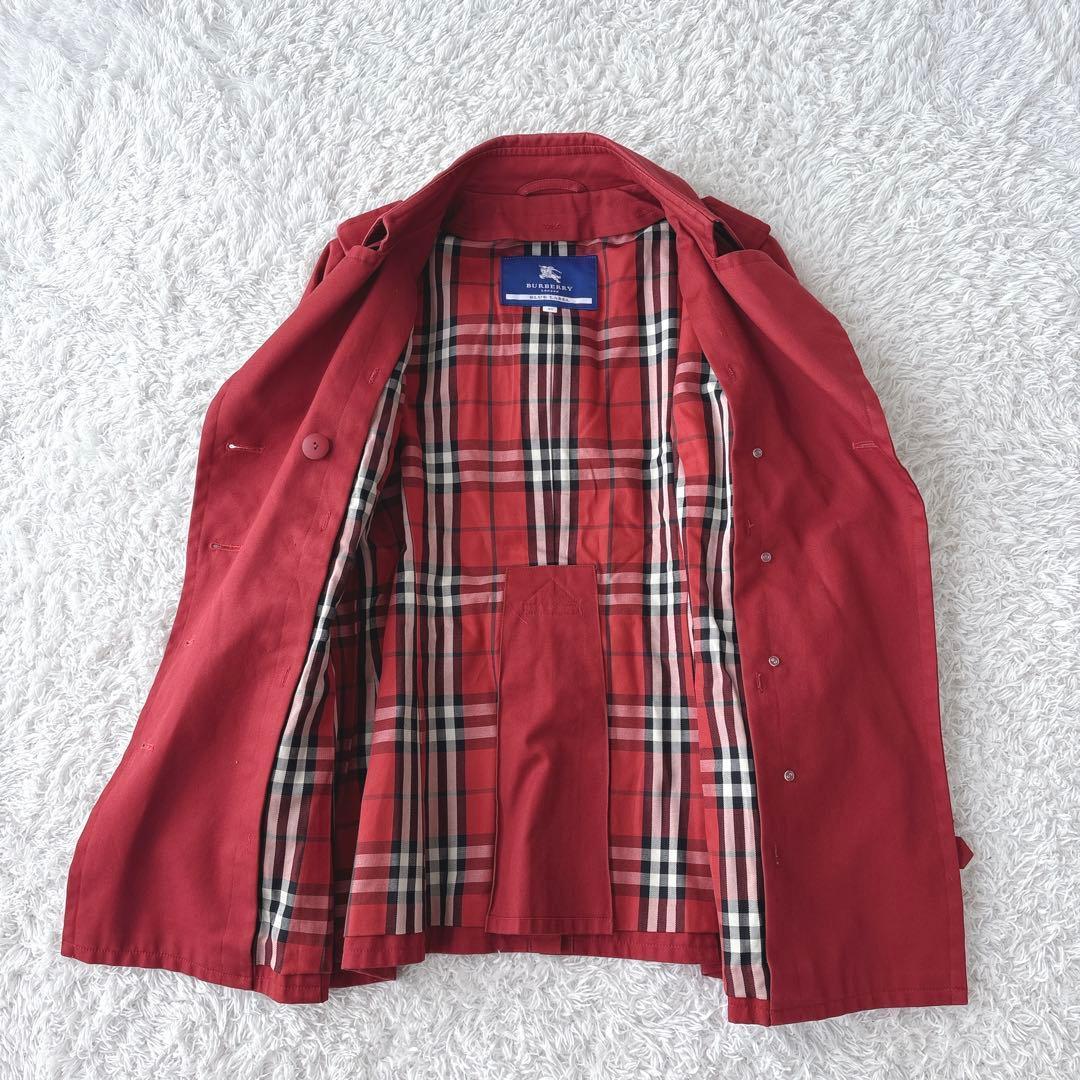 BURBERRY BLUE LABEL トレンチコート ノバチェック ベルト 赤