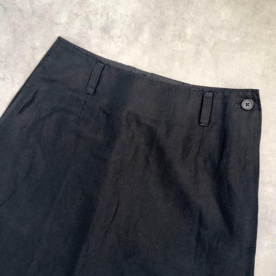 23SS【マーガレットハウエル】コットンリネンツイルスカート S ブラック