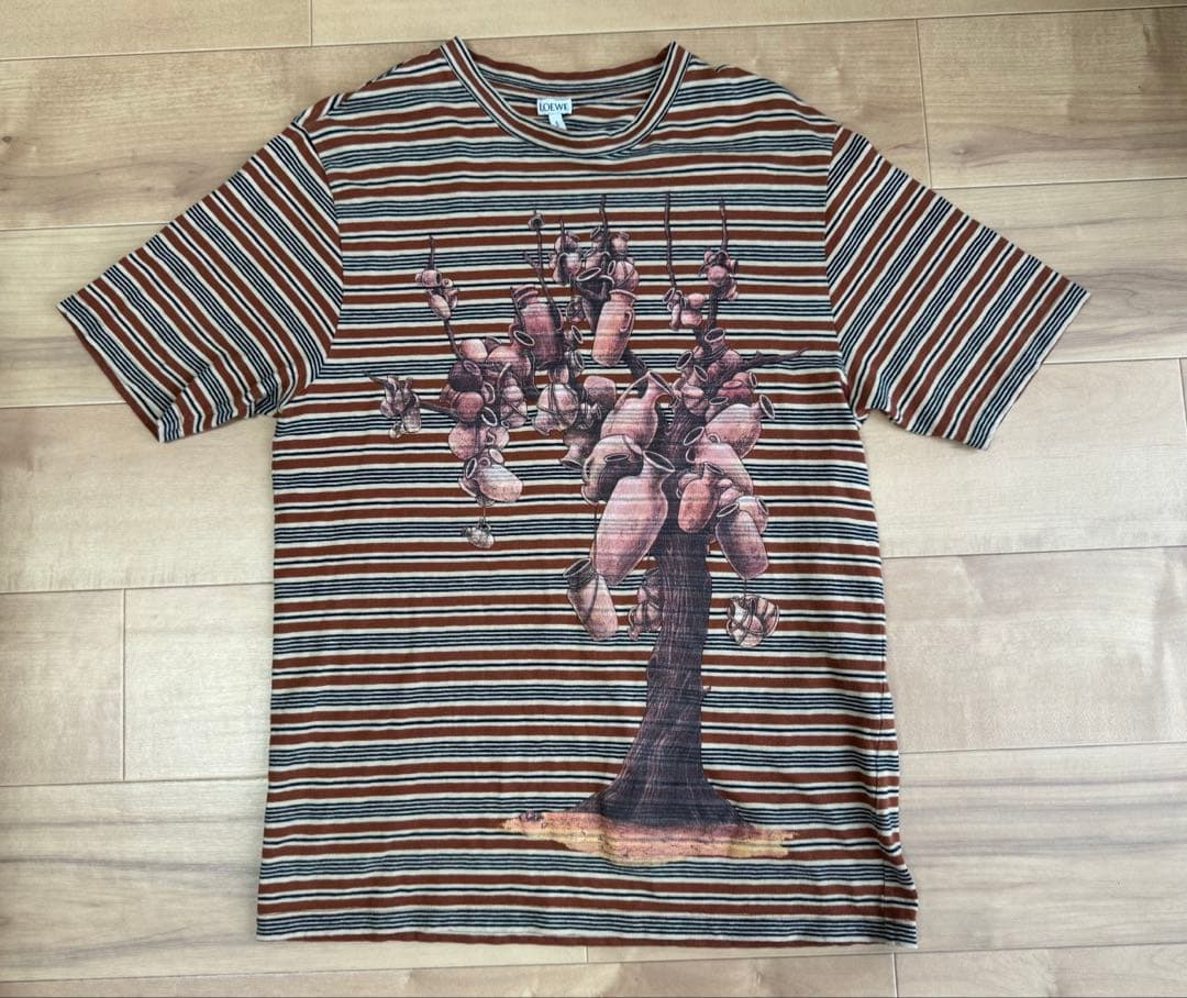 ロエベ ボーダーTシャツ オレンジ Lサイズ
