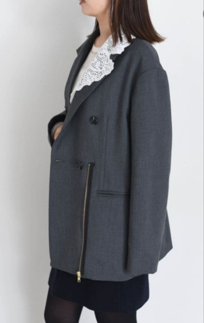 エイミーロウ レースカラー ジップ ダブルジャケット 新品