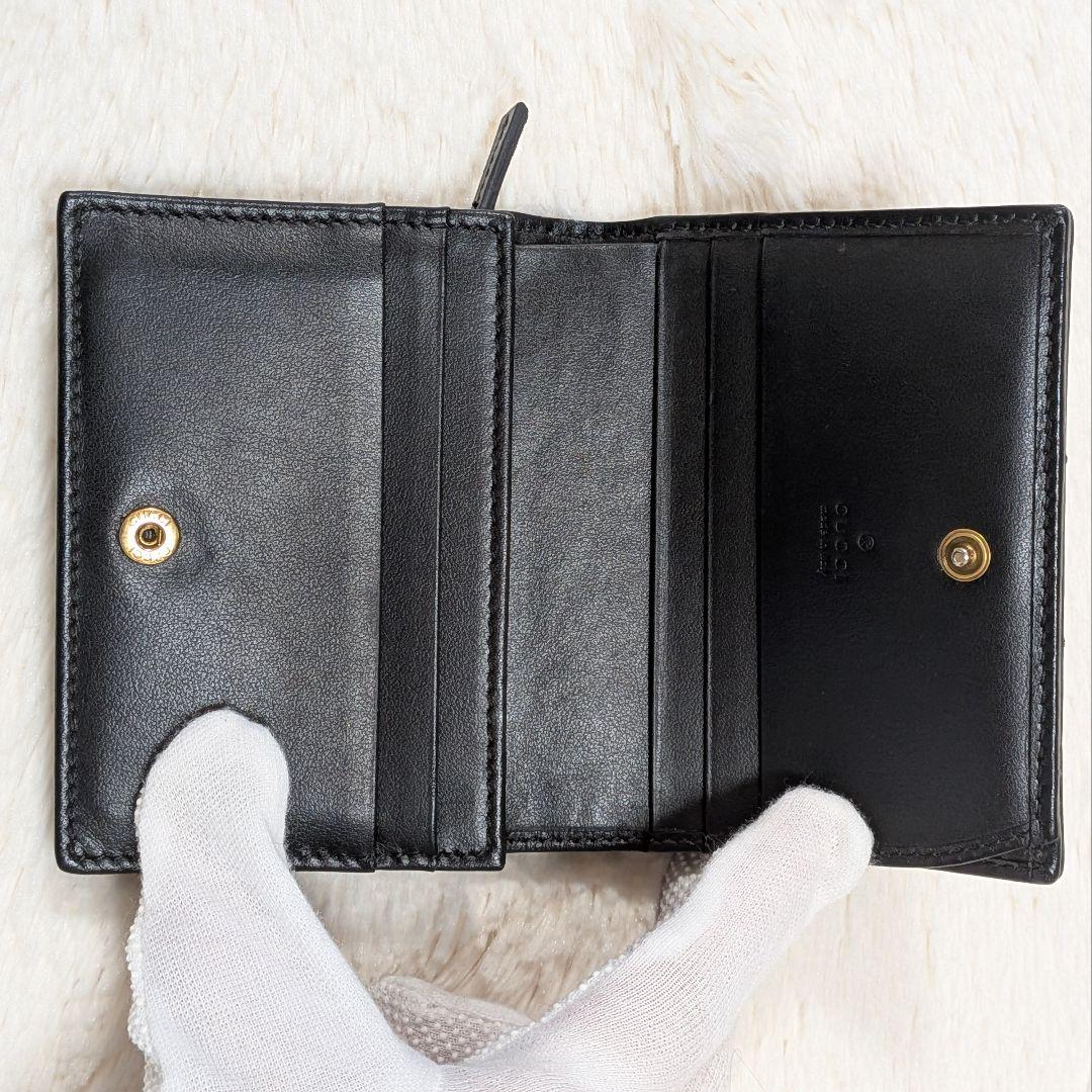 美品✨️グッチ 二つ折り財布 GGマーモント キルティング レザー 黒 人気定番