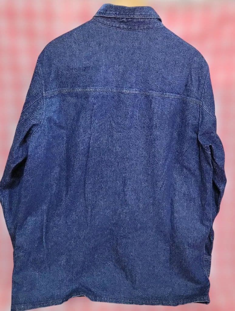Papas+ デニムカバーオール　 LL デニムジャケット　刺繍　薄手　羽織り