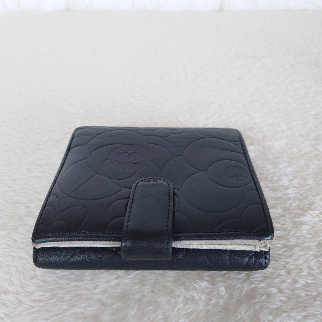 CHANEL カメリア 三つ折 コンパクト ウォレット