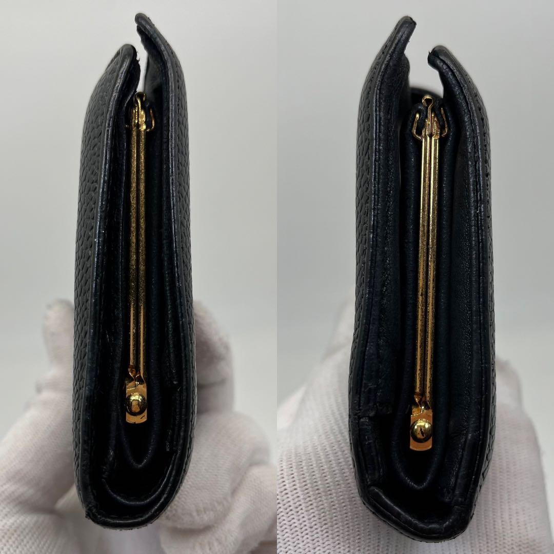 CHANEL 二つ折り財布 ココマーク キャビアスキン がま口 ブラック レザー
