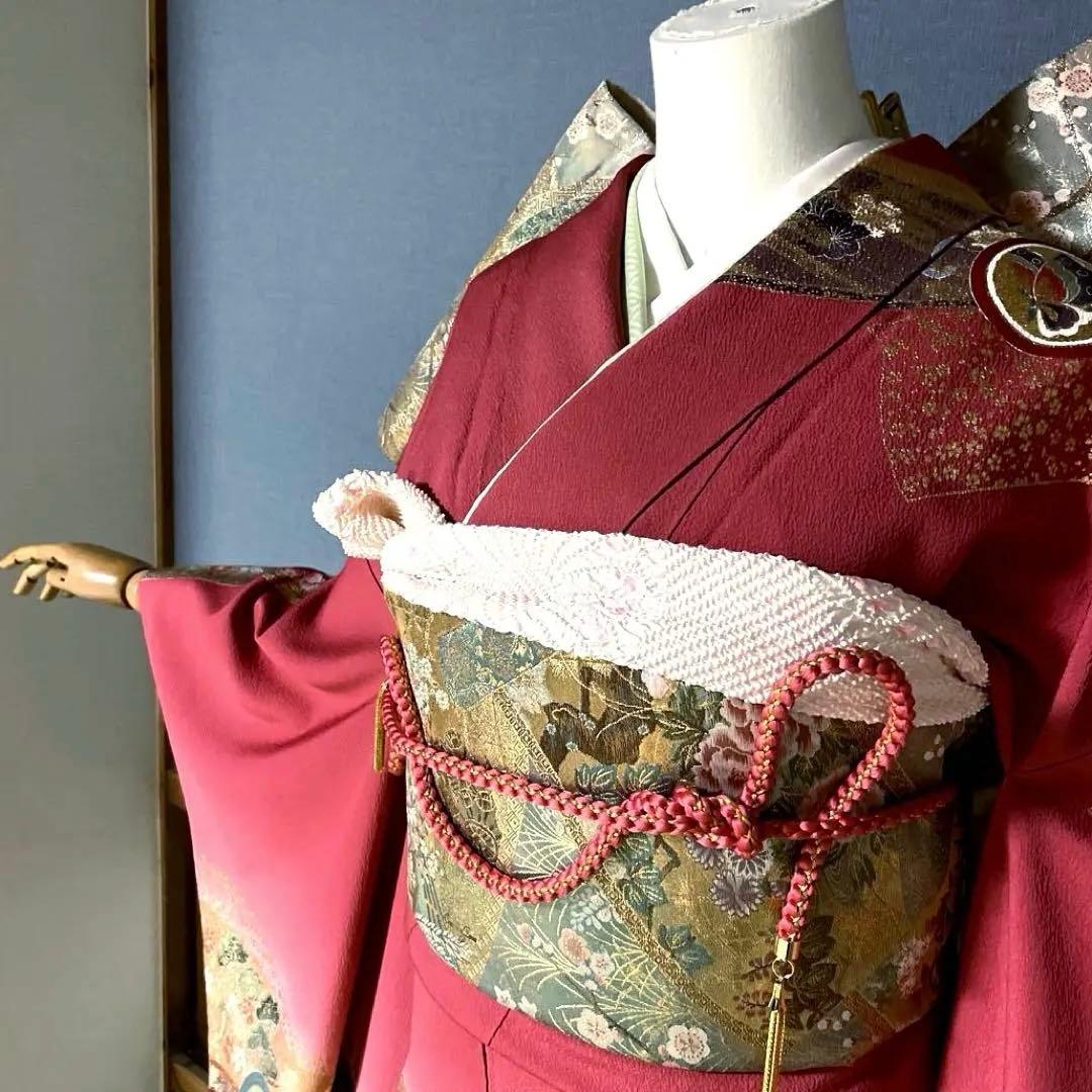 振袖フルセット　高身長　手描き友禅　刺繍　成人式振袖　振袖　裄丈70 ➕サイズ