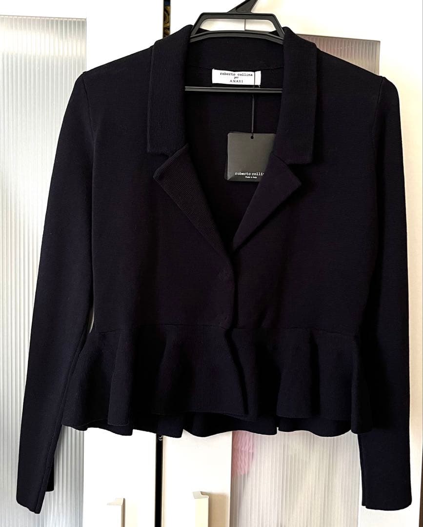 【新品未使用】ANAYI ペプラム付きジャケット　濃紺Made in Italy