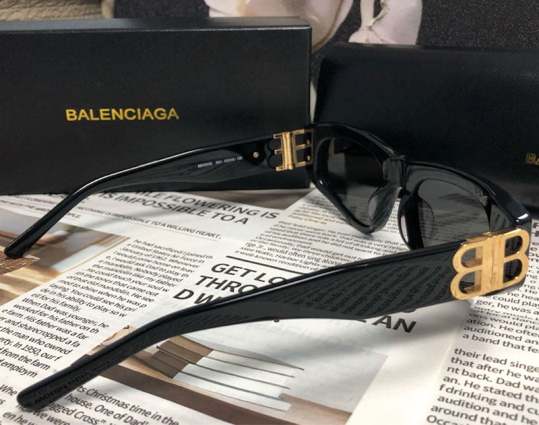 値下げ♡BALENCIAGA サングラス ブラック ゴールドBBロゴスクエア