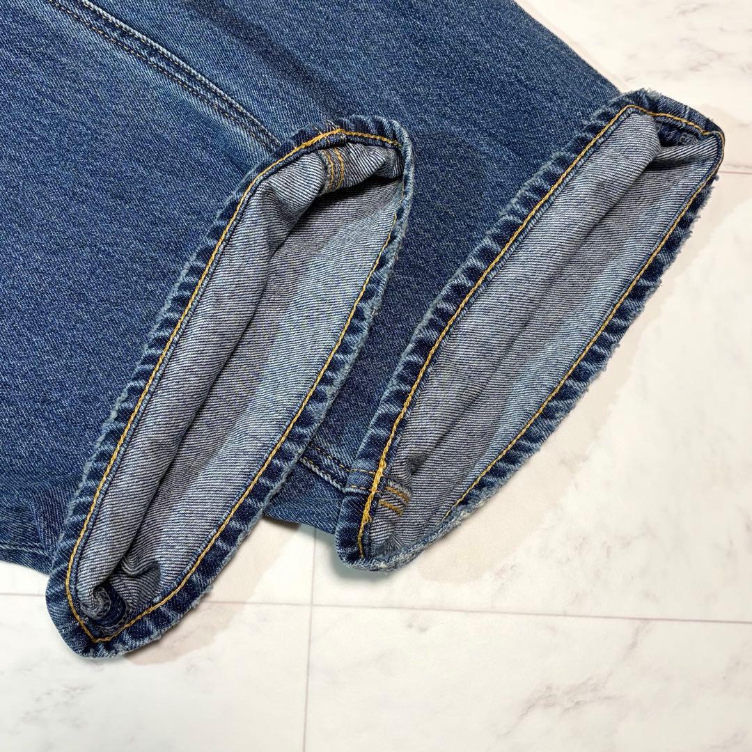 MOUSSY cross waist wide straight ダークブルー