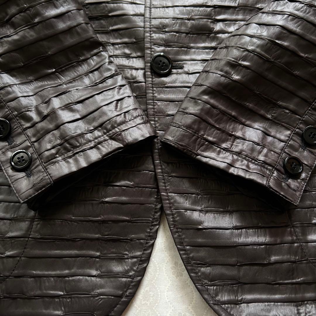 EMPORIO ARMANI シングルブレストジャケット　テクスチャー　焦茶