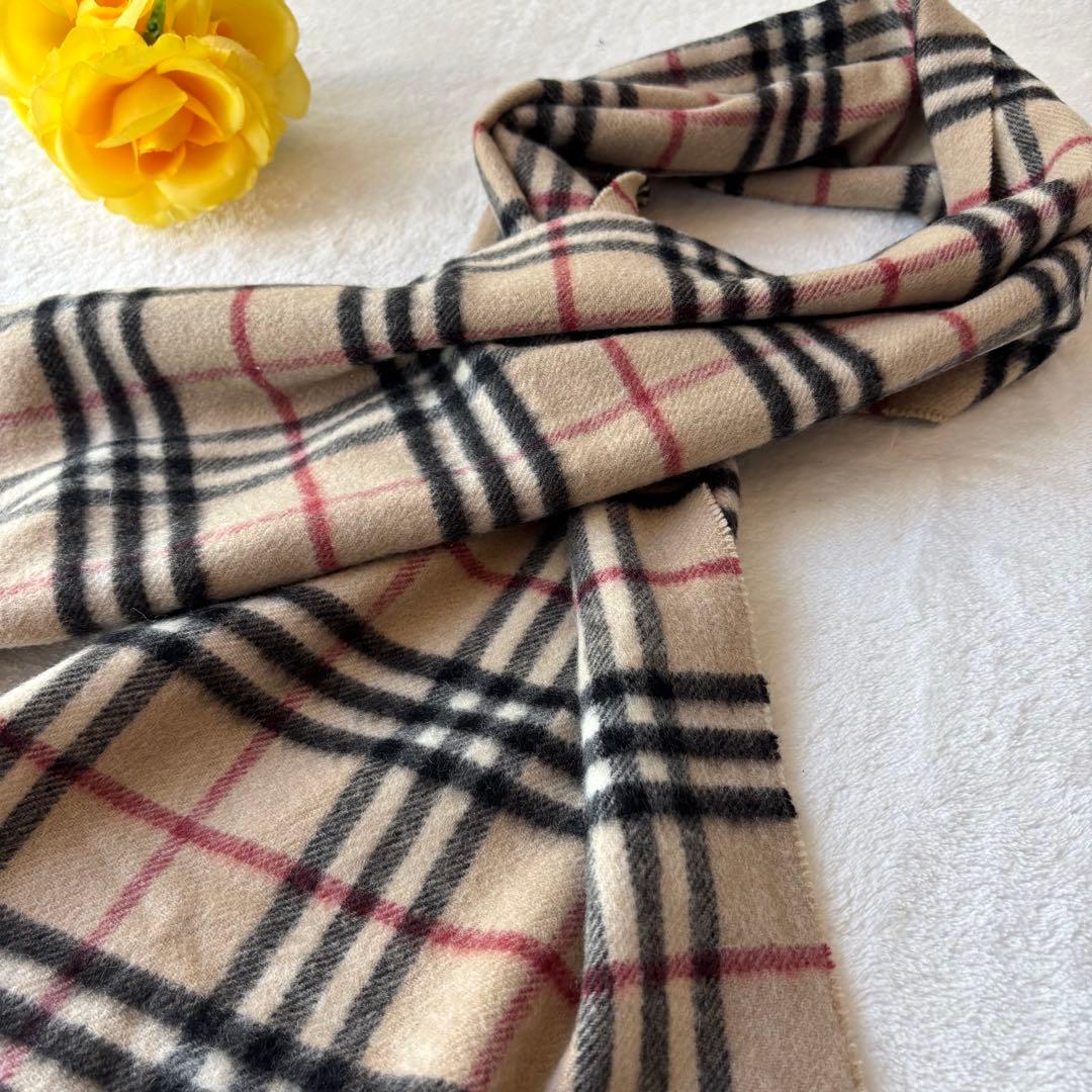 極美品 BURBERRY バーバリー ノバチェック柄 カシミヤ100 マフラー