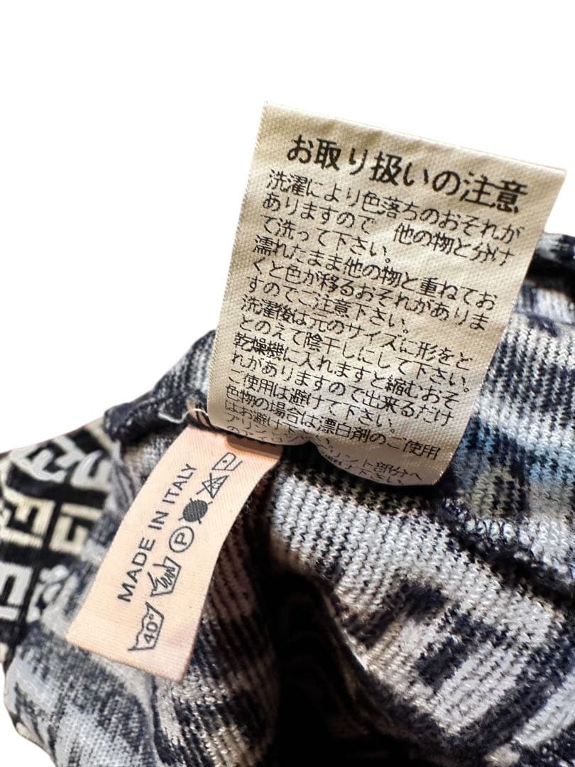 国内正規品！美品！FENDI パイル生地 半袖カットソー ズッカ柄 44 ブルー