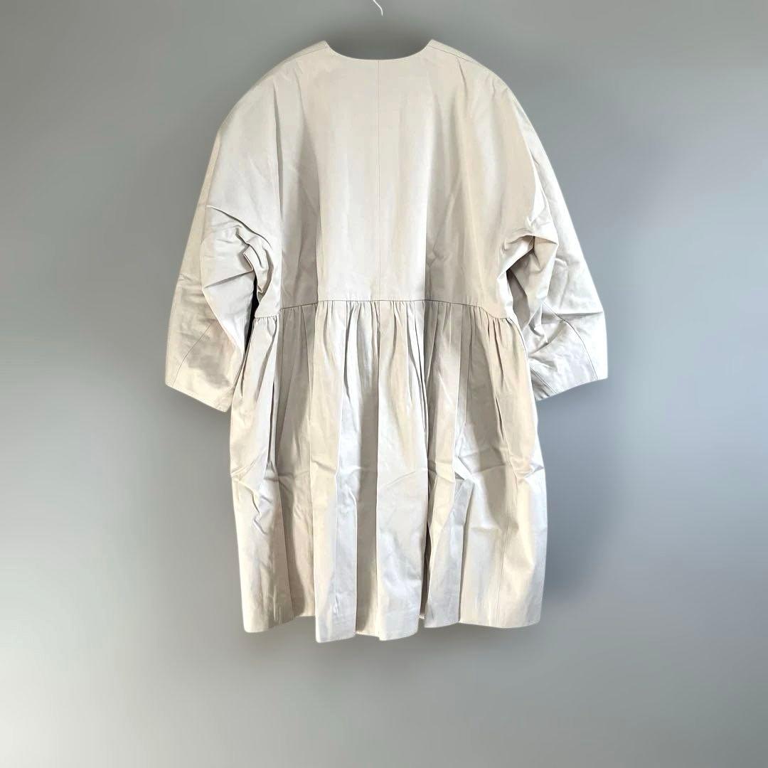 ドゥロワー スプリングコート ノーカラー 切り替えギャザー