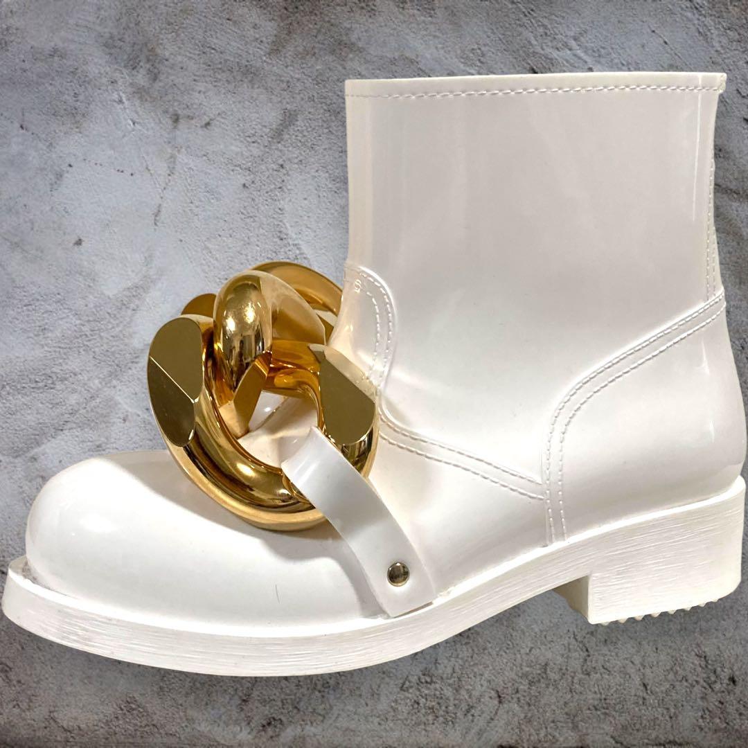JW Anderson レインシューズ ホワイト 38 チェーン　ゴールド