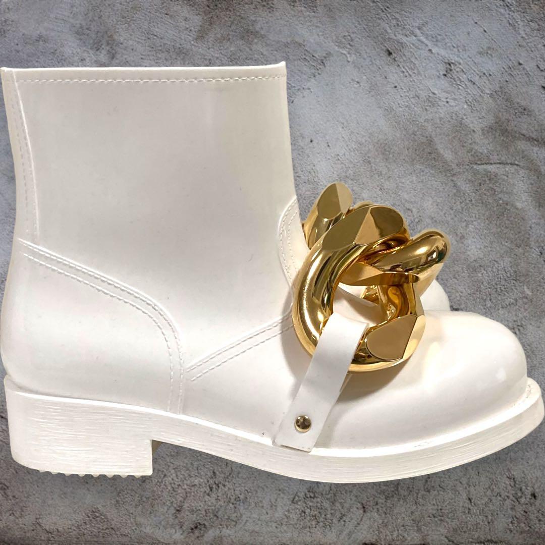 JW Anderson レインシューズ ホワイト 38 チェーン　ゴールド