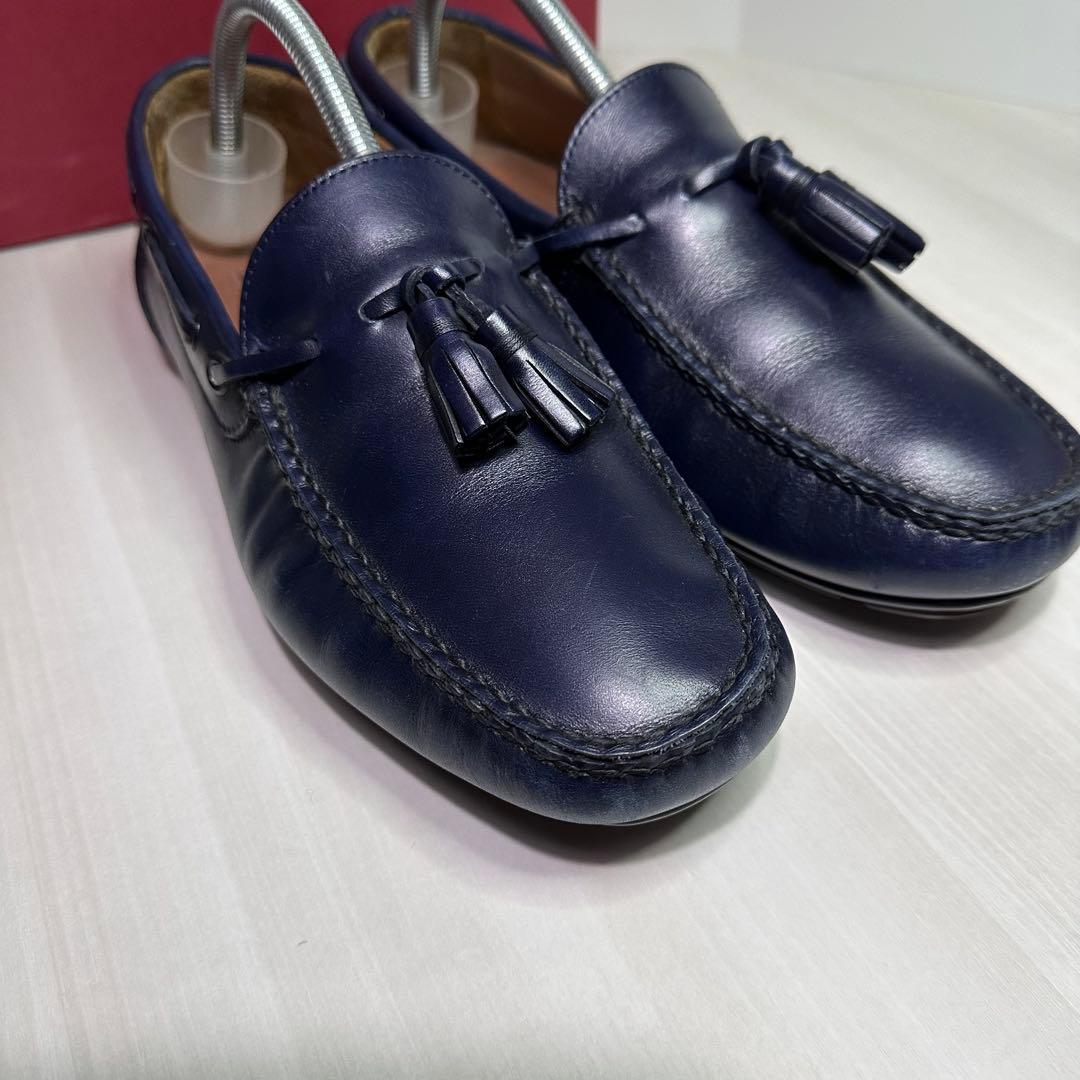 フェラガモ☆レザーシューズ☆タッセル☆ネイビー☆サイズ7☆ドライビングシューズ