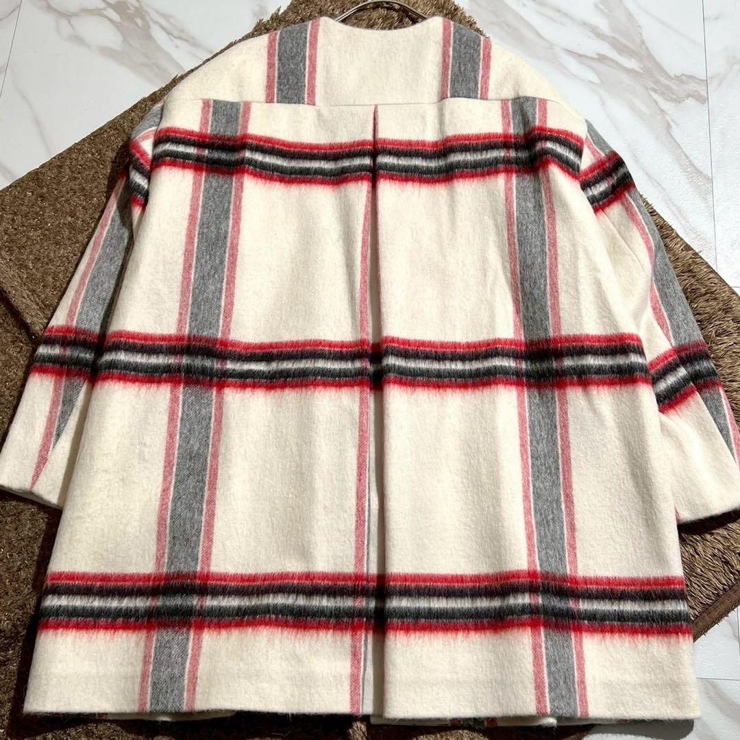 未使用級 2024AW アドーア アルパカシャギーチェックコート ビッグチェック