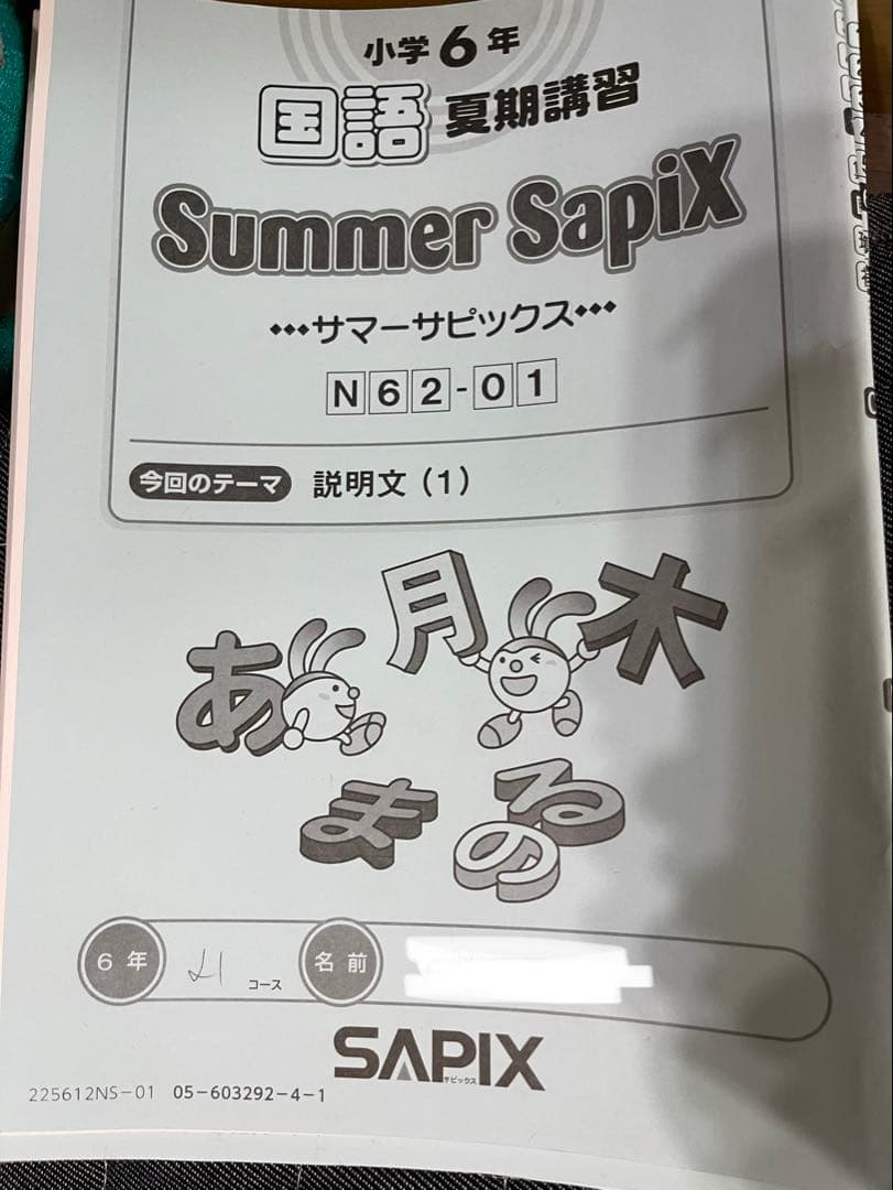 2025年度最新サピックス6年　夏期講習　志望校錬成特訓　筑駒開成コース　4科目