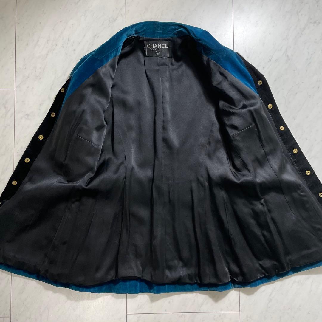 CHANEL シャネル ベルベットジャケット オープンカラー ココボタン