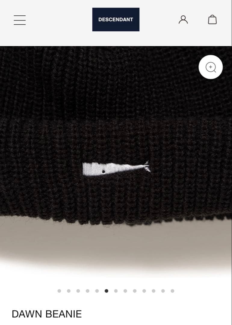 DESCENDANT DAWN BEANIE ブラック　新品
